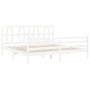 Double bed frame with white solid wood headboard by vidaXL, Beds and slatted bases - Ref: Foro24-3194392, Price: 154,54 €, Di...