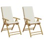 Folding bistro chairs with cushions 2 pcs cream white bamboo by vidaXL, Garden chairs - Ref: Foro24-365875, Price: 206,89 €, ...