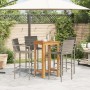 Gartentisch und Hocker 5 Stück Akazienholz PE Rattan grau von vidaXL, Gartensets - Ref: Foro24-3295277, Preis: 334,37 €, Raba...