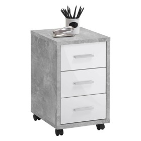 FMD Concrete and glossy white mobile chest of drawers by FMD, Filing cabinets - Ref: Foro24-429441, Price: 125,99 €, Discount: %