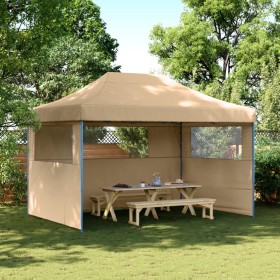 Pop-up-Faltzelt mit 3 beigen Seitenwänden von vidaXL, Zelte und Pavillons - Ref: Foro24-4005015, Preis: 157,99 €, Rabatt: %