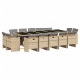 Set comedor de jardín con cojines 15 pzas ratán sintético beige de vidaXL, Conjuntos de jardín - Ref: Foro24-3277823, Precio:...