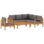 Gartensofa-Set mit Kissen 5-teilig aus massivem Akazienholz von vidaXL, Gartensets - Ref: Foro24-3214862, Preis: 626,16 €, Ra...