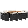 Set de comedor jardín 11 pzas con cojines ratán sintético negro de vidaXL, Conjuntos de jardín - Ref: Foro24-3277802, Precio:...