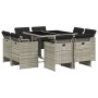 Set comedor de jardín 9 pzas cojines ratán sintético gris claro de vidaXL, Conjuntos de jardín - Ref: Foro24-3277786, Precio:...