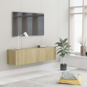 TV stand made of plywood in oak color, 120x30x30 cm by vidaXL, TV Furniture - Ref: Foro24-801493, Price: 51,22 €, Discount: %