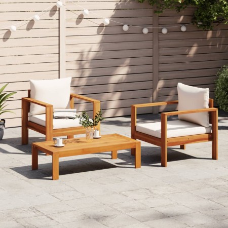 Garden sofa set with cushions 3 pieces solid acacia wood by vidaXL, Garden sets - Ref: Foro24-3214841, Price: 289,95 €, Disco...