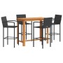 Garden table and stools 5 pcs acacia wood PE rattan black by vidaXL, Garden sets - Ref: Foro24-3295289, Price: 357,22 €, Disc...