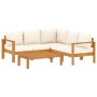 Gartensofa-Set mit Kissen 4-teilig aus massivem Akazienholz von vidaXL, Gartensets - Ref: Foro24-3214848, Preis: 527,84 €, Ra...