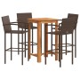 Garden table and stools 5 pcs acacia wood PE rattan brown by vidaXL, Garden sets - Ref: Foro24-3295275, Price: 342,76 €, Disc...