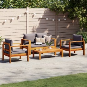 Gartensofa-Set mit Kissen 4-teilig aus massivem Akazienholz von vidaXL, Gartensets - Ref: Foro24-3214843, Preis: 469,64 €, Ra...