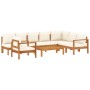 Gartensofa-Set mit Kissen 6-teilig aus massivem Akazienholz von vidaXL, Gartensets - Ref: Foro24-3214860, Preis: 828,40 €, Ra...