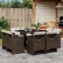 Garten-Essgruppe 9-teilig und braune synthetische Rattankissen von vidaXL, Gartensets - Ref: Foro24-3277784, Preis: 566,21 €,...