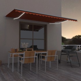 Manual retractable awning with orange and brown LED light 500x300 cm by vidaXL, Awnings - Ref: Foro24-3068945, Price: 446,08 ...