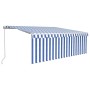 Toldo retráctil manual con persiana y LED azul y blanco 4,5x3 m de vidaXL, Toldos - Ref: Foro24-3069321, Precio: 409,42 €, De...