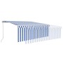 Toldo retráctil manual con persiana y LED azul y blanco 4,5x3 m de vidaXL, Toldos - Ref: Foro24-3069321, Precio: 409,42 €, De...