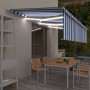 Toldo retráctil manual con persiana y LED azul y blanco 6x3 m de vidaXL, Toldos - Ref: Foro24-3069361, Precio: 553,21 €, Desc...