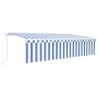 Manual retractable awning with blind and blue and white LED 6x3 m by vidaXL, Awnings - Ref: Foro24-3069361, Price: 532,63 €, ...