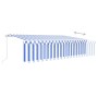 Manual retractable awning with blind and blue and white LED 6x3 m by vidaXL, Awnings - Ref: Foro24-3069361, Price: 532,63 €, ...