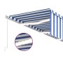 Manual retractable awning with blind and blue and white LED 6x3 m by vidaXL, Awnings - Ref: Foro24-3069361, Price: 532,63 €, ...