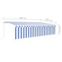 Manual retractable awning with blind and blue and white LED 6x3 m by vidaXL, Awnings - Ref: Foro24-3069361, Price: 532,63 €, ...