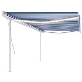 Manual retractable awning with blue and white LED light 5x3 m by vidaXL, Awnings - Ref: Foro24-3069981, Price: 492,99 €, Disc...