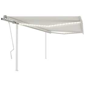 Toldo retráctil manual con luz LED color crema 4,5x3 m de vidaXL, Toldos - Ref: Foro24-3069962, Precio: 484,99 €, Descuento: %