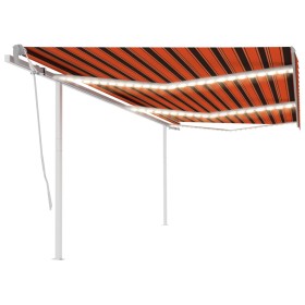 Toldo manual retráctil con luz LED naranja y marrón 6x3 m de vidaXL, Toldos - Ref: Foro24-3070005, Precio: 664,41 €, Descuent...