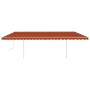 Manual retractable awning with orange and brown LED light 6x3 m by vidaXL, Awnings - Ref: Foro24-3070005, Price: 664,41 €, Di...