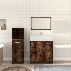 3-piece bathroom furniture set smoked oak plywood by vidaXL, Bathroom furniture - Ref: Foro24-3154406, Price: 90,27 €, Discou...