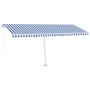 Toldo retráctil manual con LED azul y blanco 500x300 cm de vidaXL, Toldos - Ref: Foro24-3069581, Precio: 547,27 €, Descuento: %