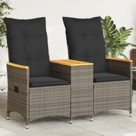 2-seater reclining garden sofa with gray PE rattan table by vidaXL, Outdoor sofas - Ref: Foro24-365721, Price: 261,99 €, Disc...