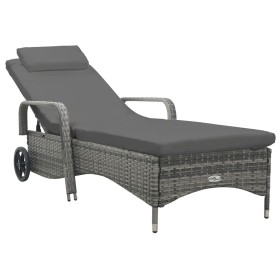 Anthracite gray synthetic rattan sun lounger with wheels by vidaXL, Loungers - Ref: Foro24-49497, Price: 224,49 €, Discount: %