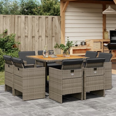 Garten-Essgruppe 9-teilig und graue synthetische Rattankissen von vidaXL, Gartensets - Ref: Foro24-3277789, Preis: 576,79 €, ...