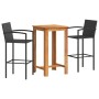 Garden table and stools 3 pcs acacia wood PE rattan black by vidaXL, Garden sets - Ref: Foro24-3295273, Price: 263,95 €, Disc...