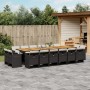 17-teiliges Gartenmöbel-Set mit schwarzen synthetischen Rattankissen von vidaXL, Gartensets - Ref: Foro24-3277838, Preis: 1,0...