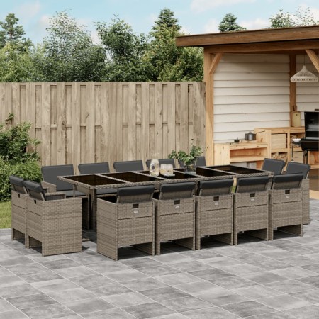 Garten-Essgruppe mit Kissen, 15-teilig, graues synthetisches Rattan von vidaXL, Gartensets - Ref: Foro24-3277819, Preis: 1,00...