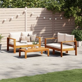 Gartensofa-Set mit Kissen 3-teilig aus massivem Akazienholz von vidaXL, Gartensets - Ref: Foro24-3214839, Preis: 435,71 €, Ra...