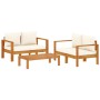 Gartensofa-Set mit Kissen 3-teilig aus massivem Akazienholz von vidaXL, Gartensets - Ref: Foro24-3214839, Preis: 435,71 €, Ra...