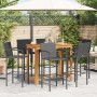 Garden table and stools 7 pcs acacia wood PE rattan black by vidaXL, Garden sets - Ref: Foro24-3295292, Price: 509,33 €, Disc...