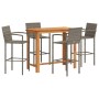 Garden table and stools 5 pcs acacia wood PE rattan gray by vidaXL, Garden sets - Ref: Foro24-3295290, Price: 343,99 €, Disco...