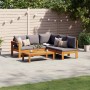 Gartensofa-Set mit Kissen 4-teilig aus massivem Akazienholz von vidaXL, Gartensets - Ref: Foro24-3214870, Preis: 527,77 €, Ra...