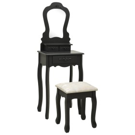 Black paulownia wood dressing table and stool set 50x59x136 cm by vidaXL, Bedroom Dressers - Ref: Foro24-289312, Price: 147,6...