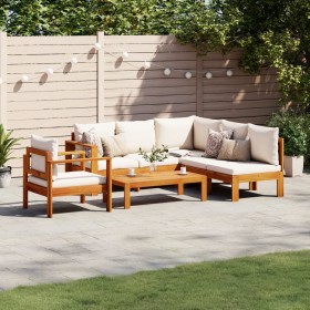 Garden sofa set with cushions 5 pieces solid acacia wood by vidaXL, Garden sets - Ref: Foro24-3214858, Price: 657,37 €, Disco...