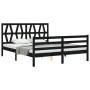 Estructura cama de matrimonio con cabecero madera maciza negro de vidaXL, Camas y somieres - Ref: Foro24-3194385, Precio: 163...