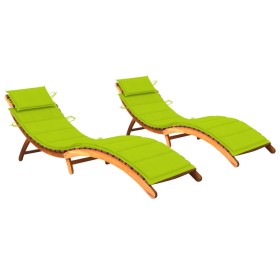 Sun loungers 2 units with solid acacia wood cushions by vidaXL, Loungers - Ref: Foro24-3077372, Price: 336,03 €, Discount: %