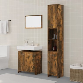 3-piece bathroom furniture set smoked oak plywood by vidaXL, Bathroom furniture - Ref: Foro24-3152716, Price: 132,99 €, Disco...