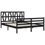 Estructura cama de matrimonio con cabecero madera maciza negro de vidaXL, Camas y somieres - Ref: Foro24-3194385, Precio: 163...