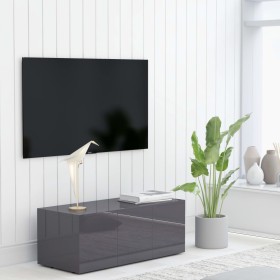 Glossy gray plywood TV cabinet 80x34x30 cm by vidaXL, TV Furniture - Ref: Foro24-801867, Price: 51,18 €, Discount: %