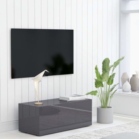 Glossy gray plywood TV cabinet 80x34x30 cm by vidaXL, TV Furniture - Ref: Foro24-801867, Price: 51,10 €, Discount: %